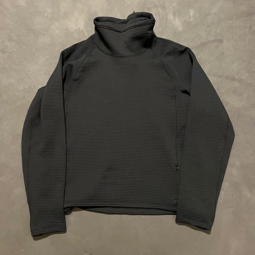 Lululemon W3HFR Waffle Knit Funnel Neck Long Sleeve Shirt Black‎ Size 12